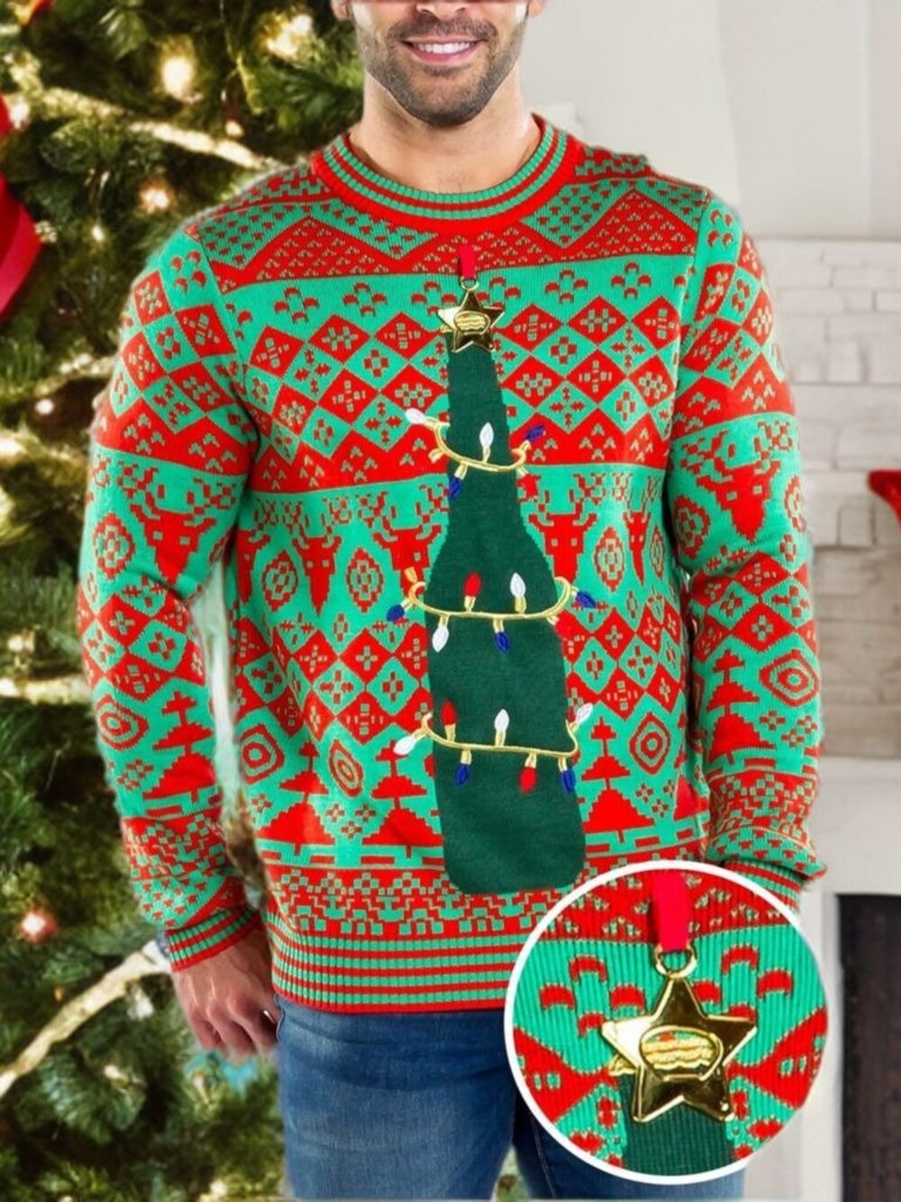 Tipsy Elves Bottle Opener Ugly Christmas Sweater Holiday Knitted Pullover FLAW